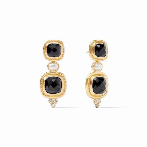Tudor Statement Earrings in Obsidian Black by Julie Vos