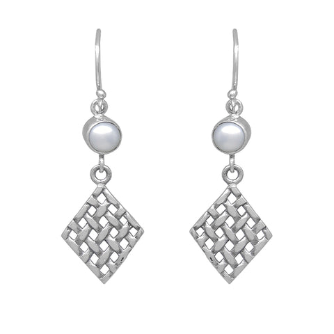 Sterling Silver Woven Pearl Earrings