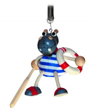Hippo with Paddle Handcrafted Wooden Jumpie