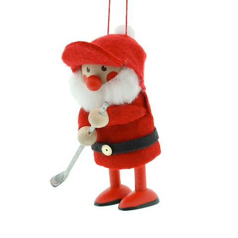 Elf Golf Player Handcrafted Wooden Ornament