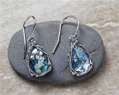 Droplets Teardrop Roman Glass Earrings