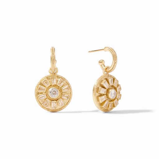 Aurora Hoop and Charm Earrings in Cubic Zirconia by Julie Vos