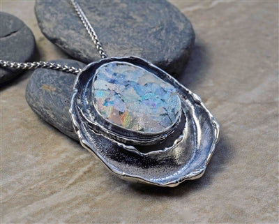 Raw Edge Roman Glass Necklace