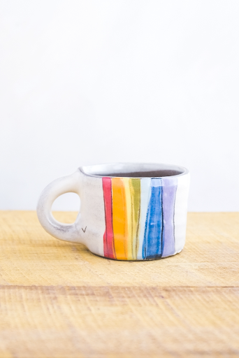 Rainbow Hand Painted Ceramic Mini Mug