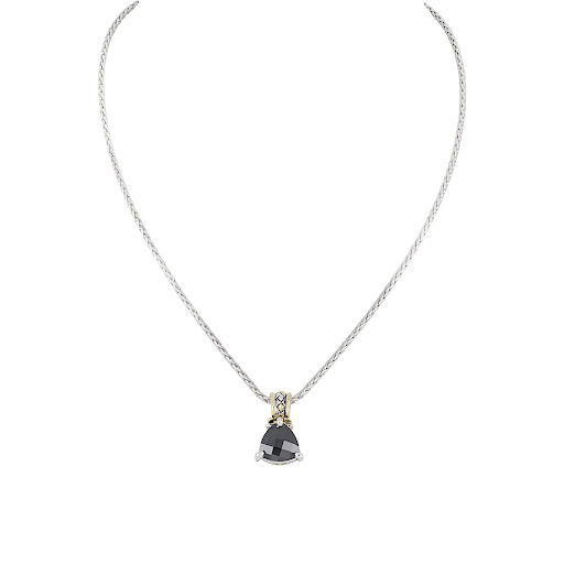 Beijos Cor Trillion Cut in Black Pendant Necklace by John Medeiros