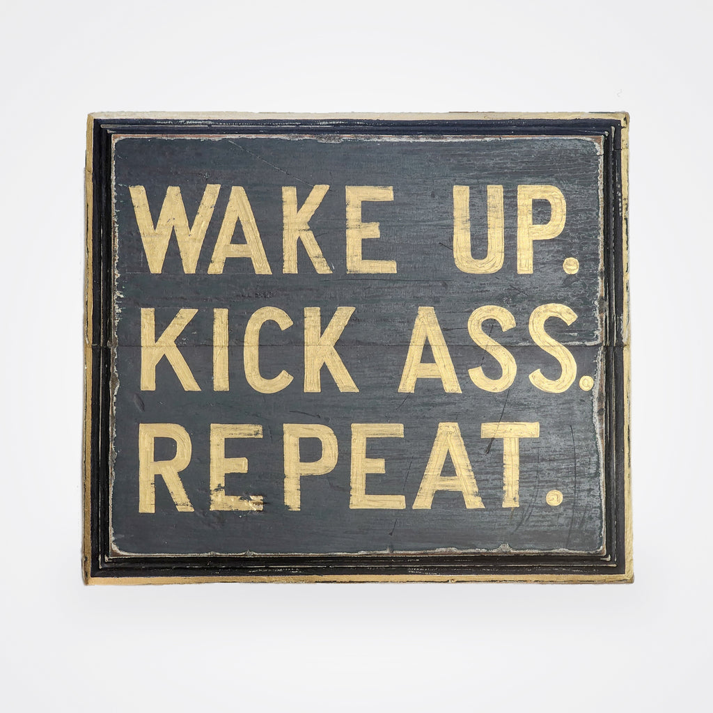 Wake Up Kick Ass Repeat Small Americana Art - Available in Multiple Colors