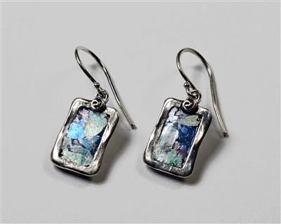 Small Rectangle Roman Glass Earrings