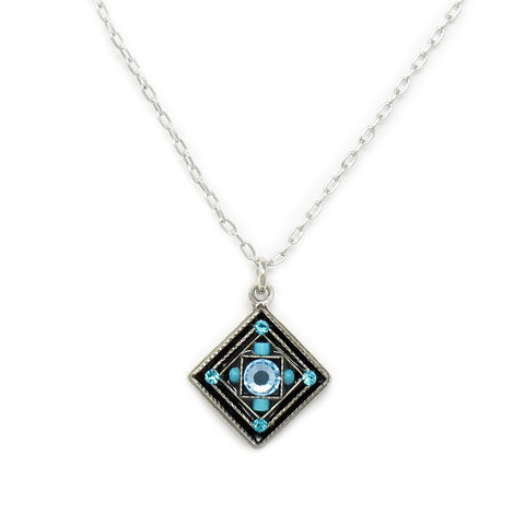 Turquoise Checkerboard Pendant Necklace by Firefly Jewelry
