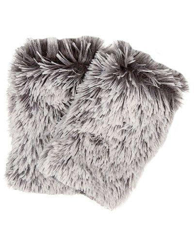 Pearl Fox with Cuddly Gray Luxury Faux Fur Fingerless Gloves