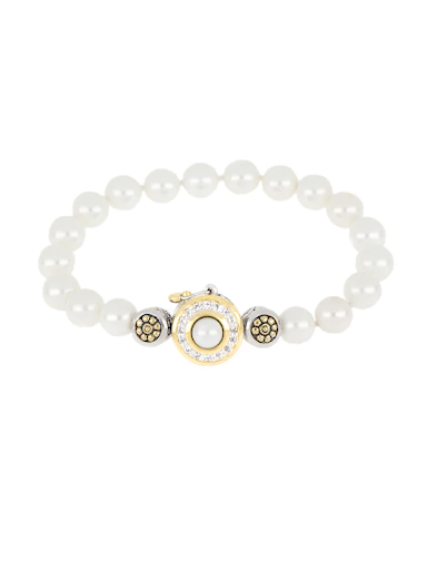 Pérola Pavé and White Seashell Pearl Strand 7.5" Bracelet by John Medeiros