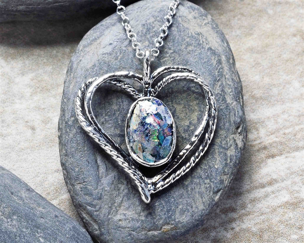 Heart Roman Glass Necklace