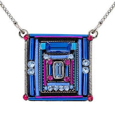 Sapphire Architectural Square Pendant Necklace by Firefly Jewelry