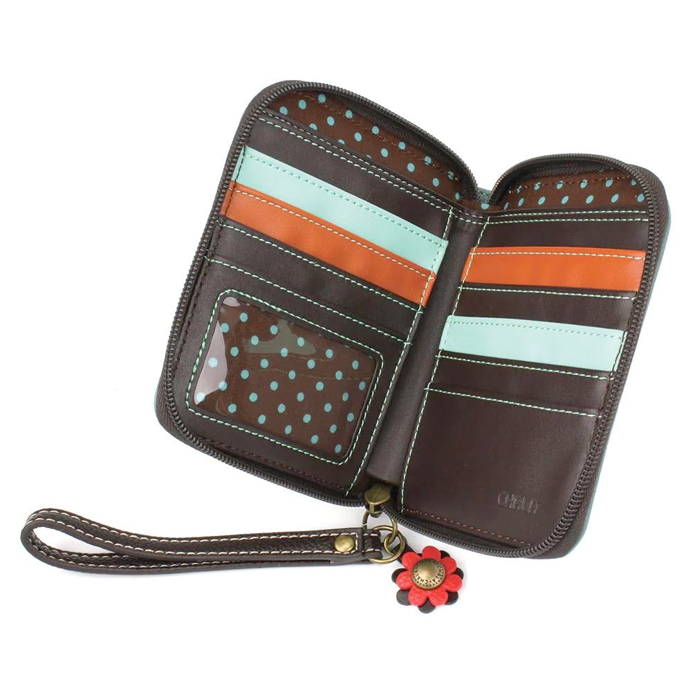 Bicycle Zip-Around Wallet in Teal