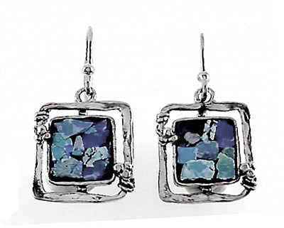 Roman Glass Square Earrings