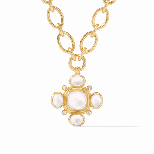 Tudor Statement Necklace in Iridescent Clear Crystal by Julie Vos