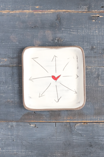 Love All Ways Hand Painted Ceramic Small Square Plate