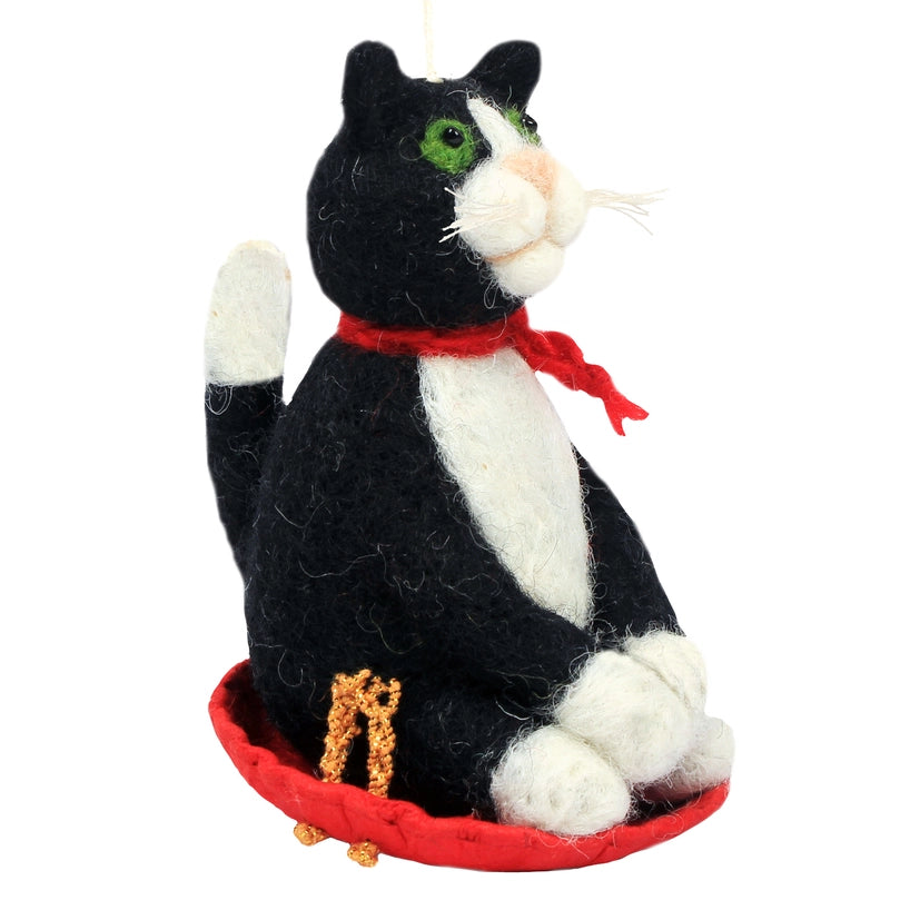 Sledding Kitty Wool Ornament