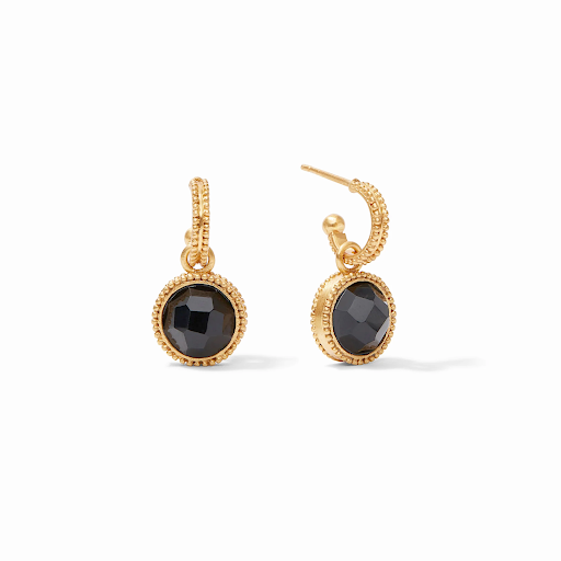 Fleur-­de-­Lis Hoop and Charm Earrings in Obsidian Black by Julie Vos