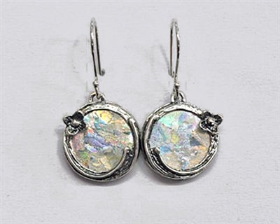 Small Flower Roman Glass Earrings