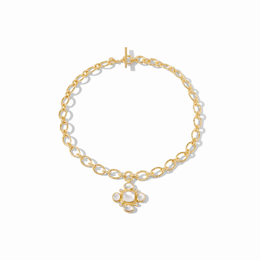 Tudor Statement Necklace in Iridescent Clear Crystal by Julie Vos