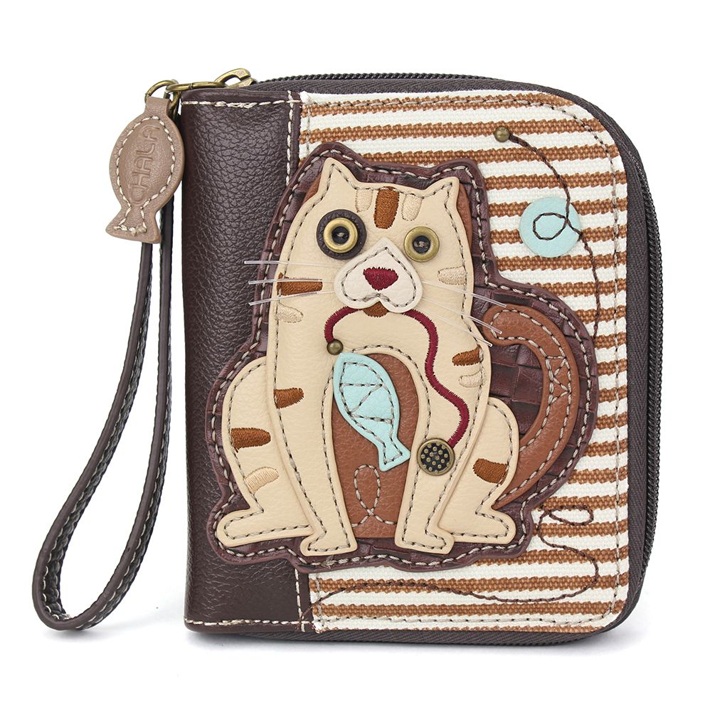 Cat Gen II Zip-Around Wallet in Brown Stripe
