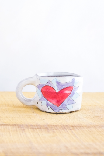 Flaming Heart - Violet Hand Painted Mini Mug