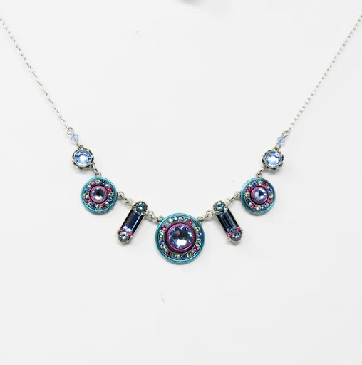 Light Blue La Dolce Vita Circles Necklace by Firefly Jewelry