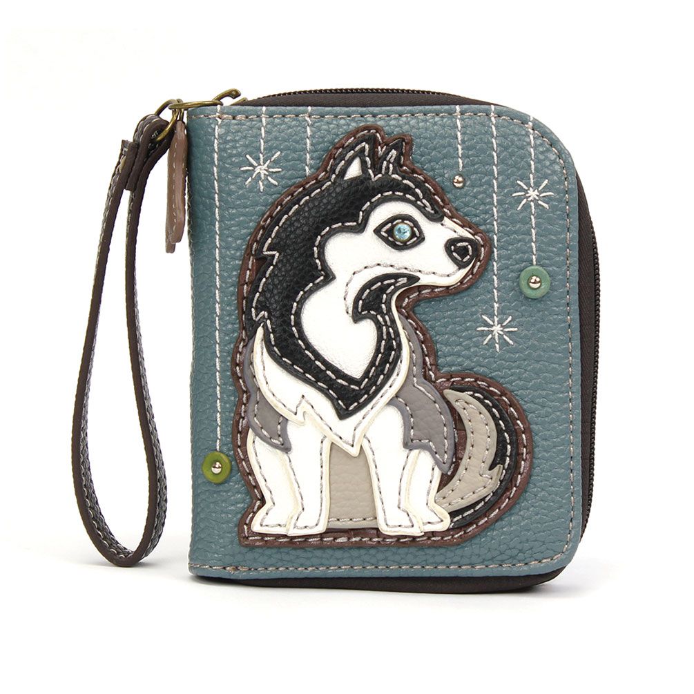 Husky Zip-Around Wallet in Blue Gray by Chala