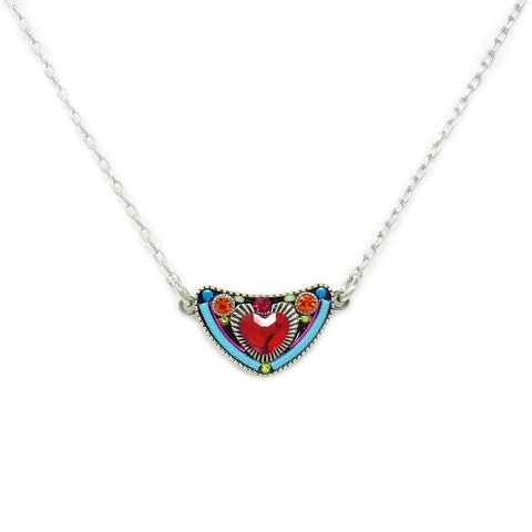 Multi Color Heart Petite Triangle Necklace by Firefly Jewelry