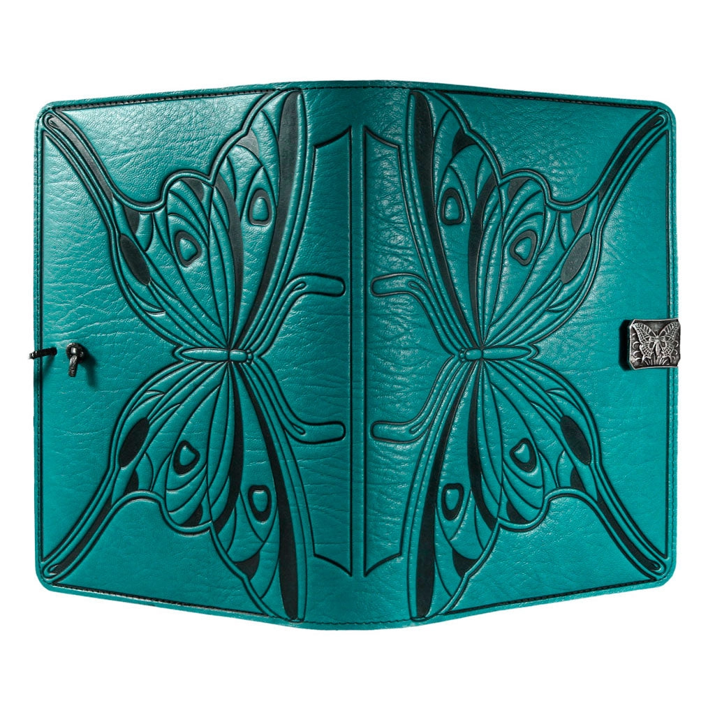 Small Leather Journal - Butterfly in Teal