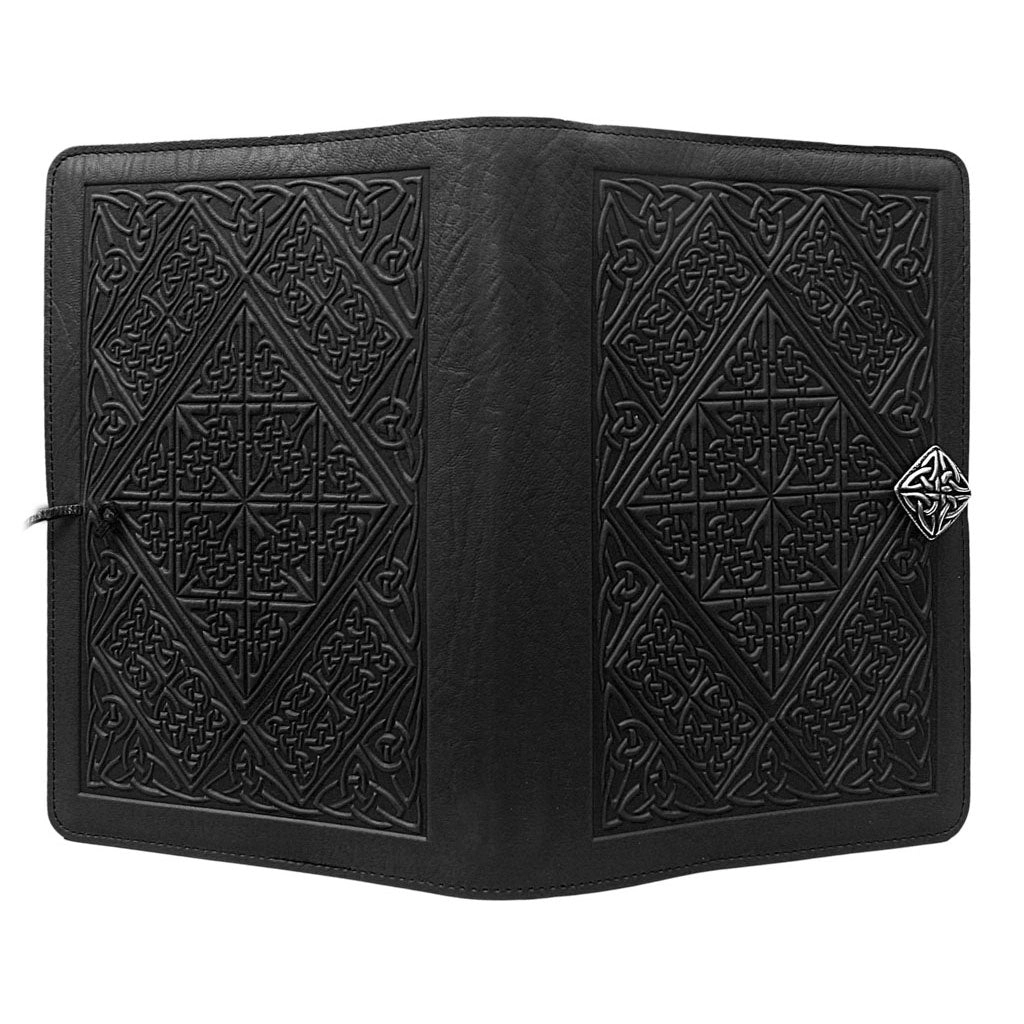 Large Leather Journal - Celtic Diamond in Black