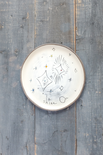 Shine On Hand Painted Ceramic Small Round Plate