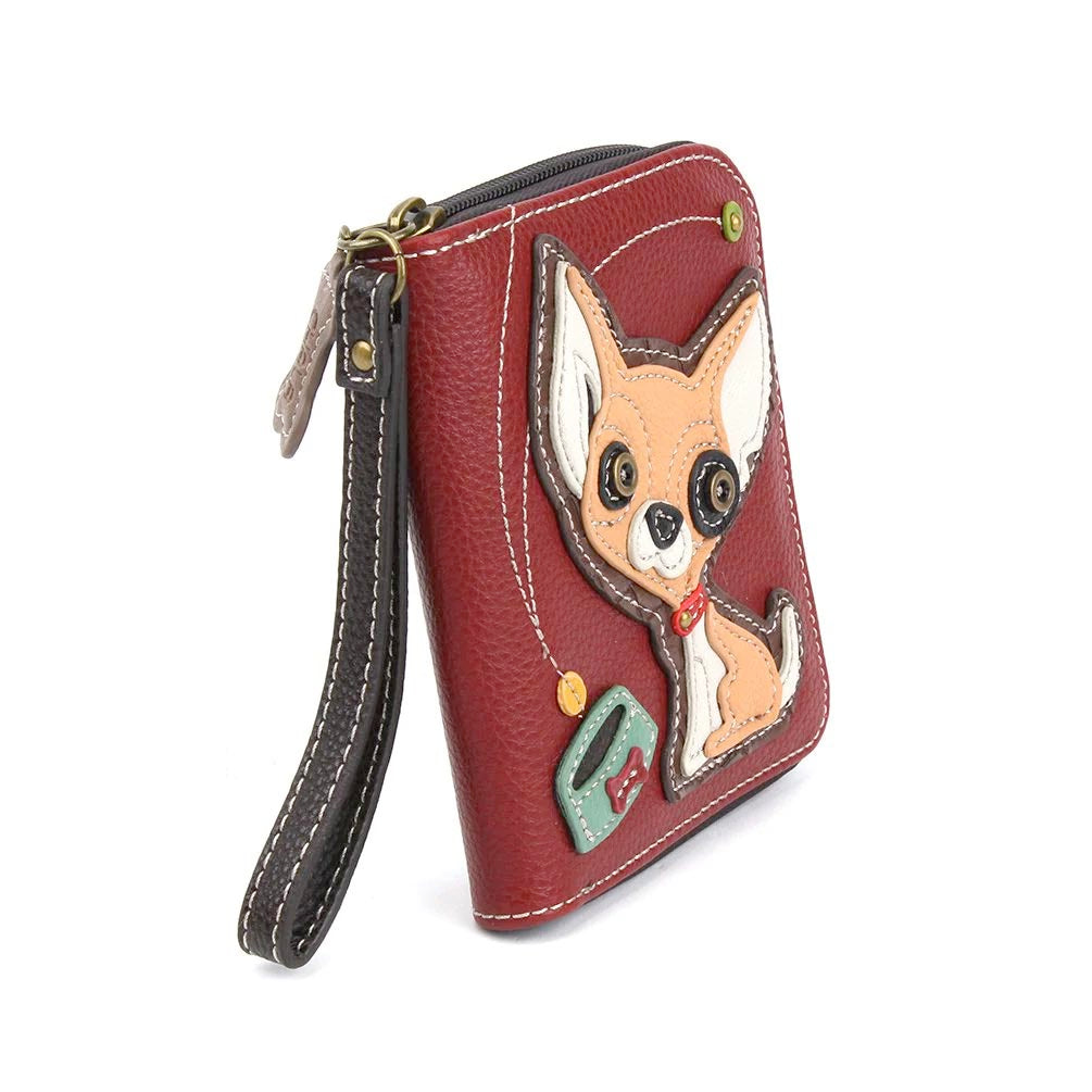 Chihuahua Zip-Around Wallet in Burgundy