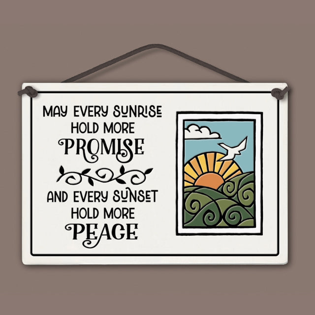 Sunrise and Sunset Large Rectangle Ceramic Tile