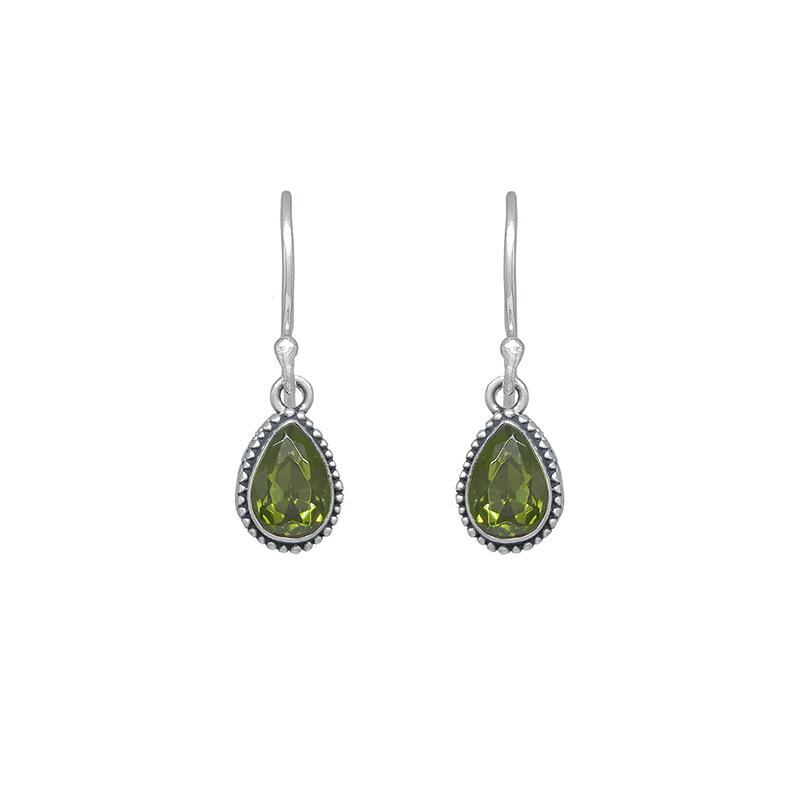 Sterling Silver Teardrop Faceted Peridot Earrings