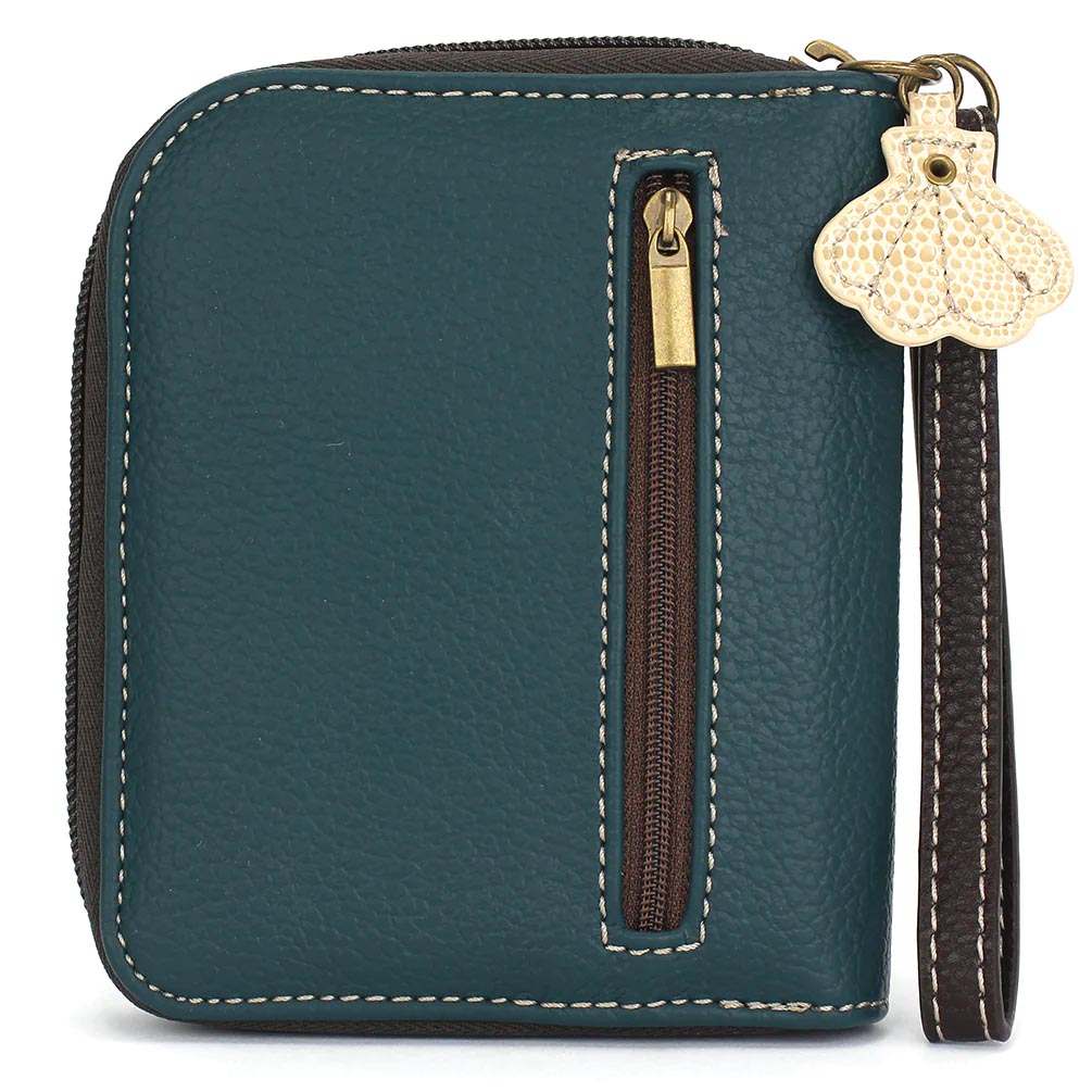 Teal Crab Zip-Around Wallet in Teal Stripe