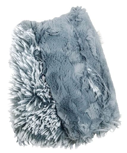 Silver Tipped Fox in Blue Steel with Cuddly Fur in Slate Luxury Faux Fur Fingerless Gloves