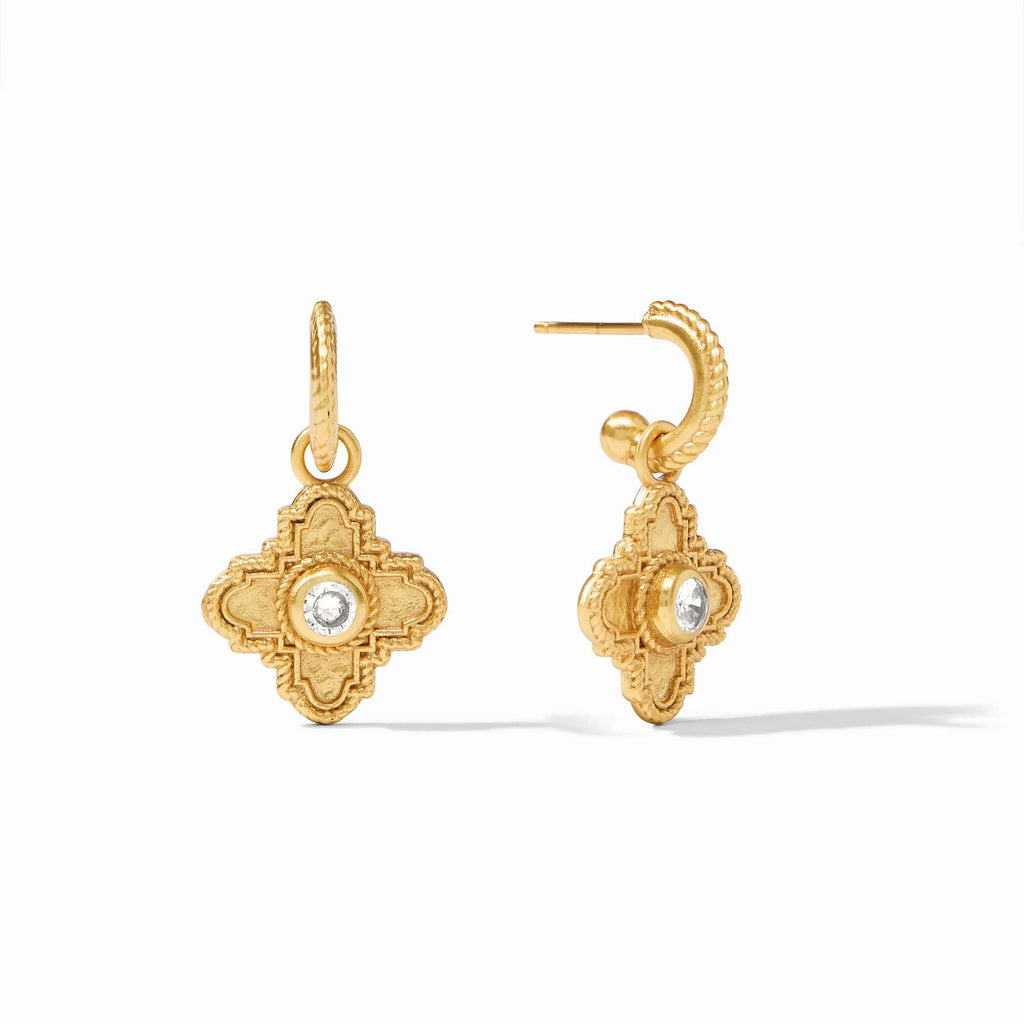 Malta Theodora Hoop and Charm Earrings in Cubic Zirconia by Julie Vos