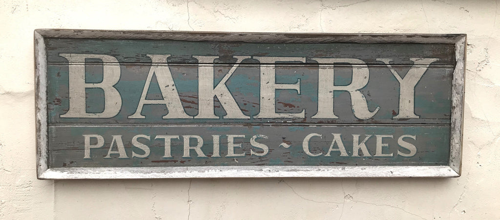 Bakery, Pastries - Cakes (Blue) (White Frame) Americana Art