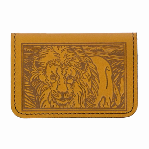 Lion Leather Card Holder in Marigold