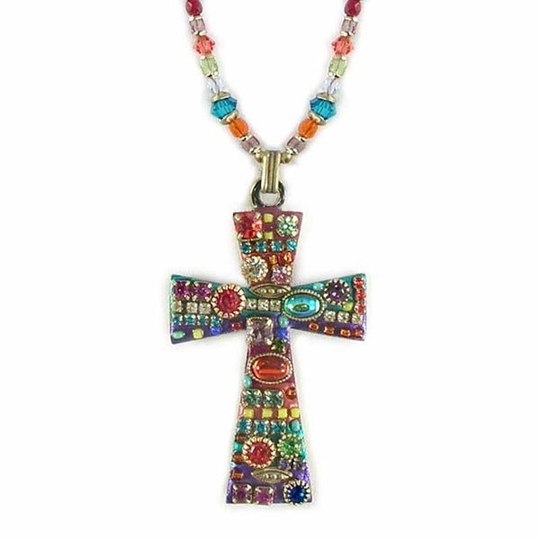 Multi Bright Large Cross Necklace by Michal Golan