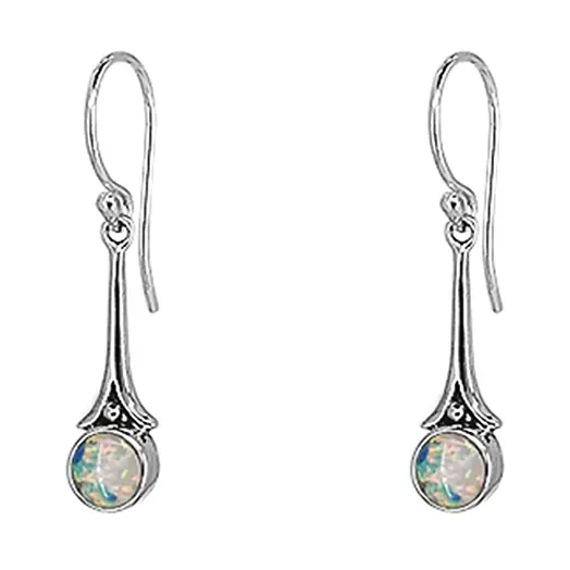 Sterling Silver Dangle Earrings with Opal