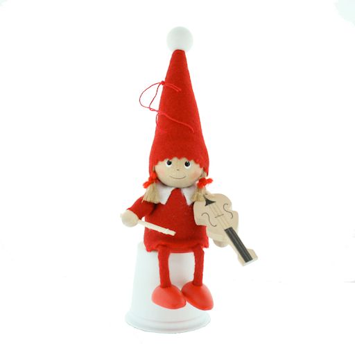 Sitting Girl Playing Violin Handcrafted Wooden Ornament