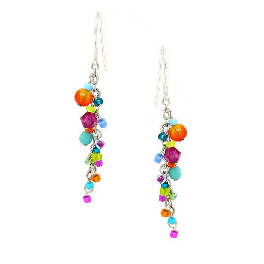 Multi Color Delicate Crystal Cascade Earrings by Firefly Jewelry