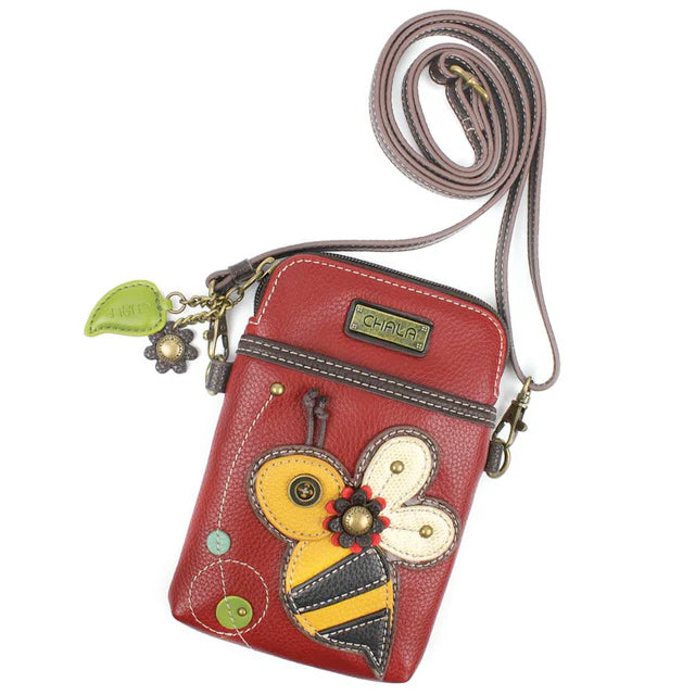 Bee Cellphone Crossbody in Burgundy