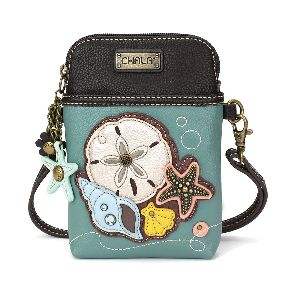 Sand Dollar Cellphone Crossbody in Teal by Chala