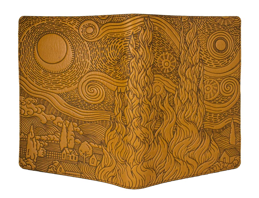 Leather Composition Notebook - Van Gogh Sky in Marigold