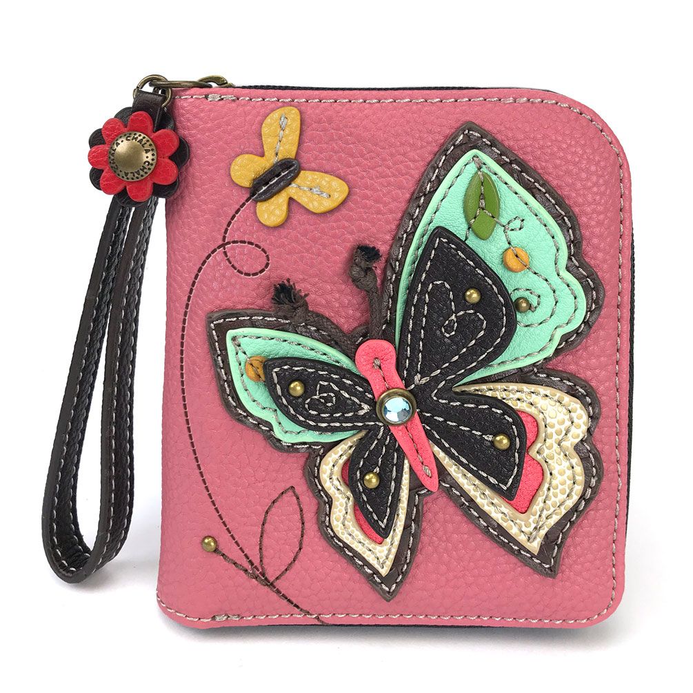 New Butterfly Zip-Around Wallet in Pink by Chala
