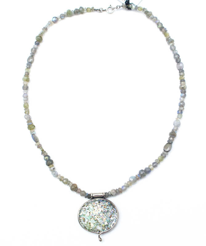 Beaded Labradorite Roman Glass Necklace