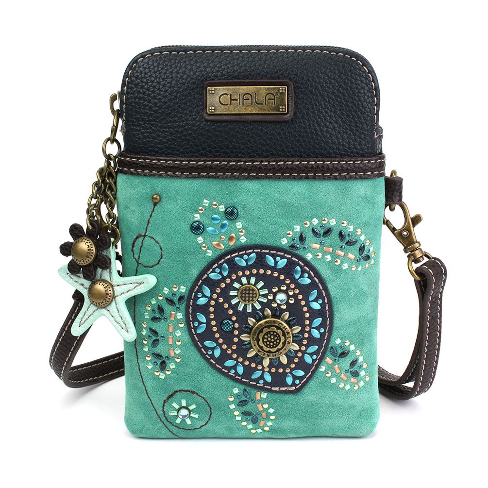 Turtle Dazzled Cellphone Crossbody in Turquoise by Chala